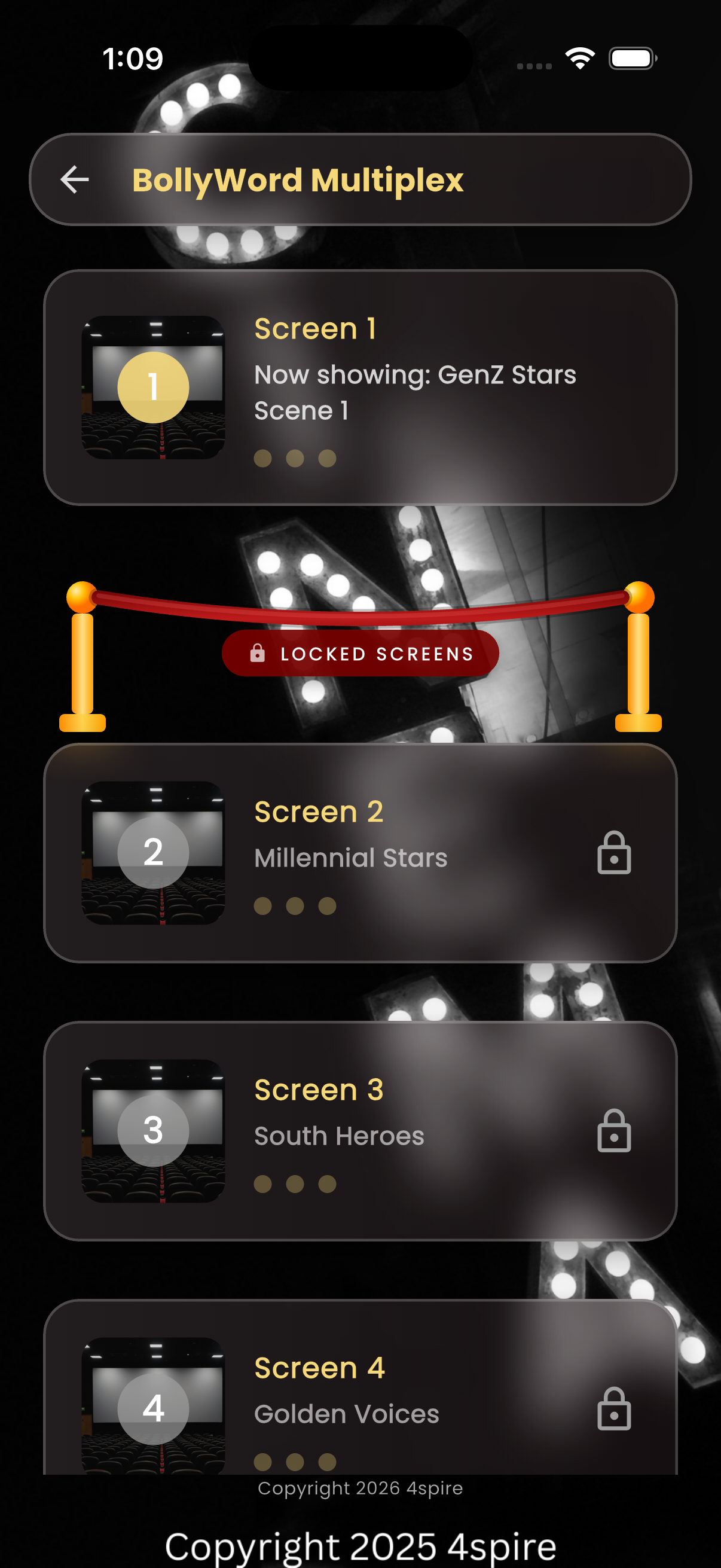 BollyWord Grid gameplay screen